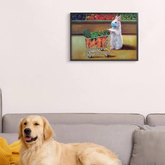 Stupell Industries Bunny Shopping in Face Mask Wall Art in Frame